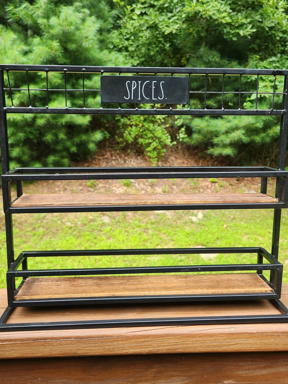 Rae Dunn Wood And Metal 'SPICES' Rustic Spice Rack